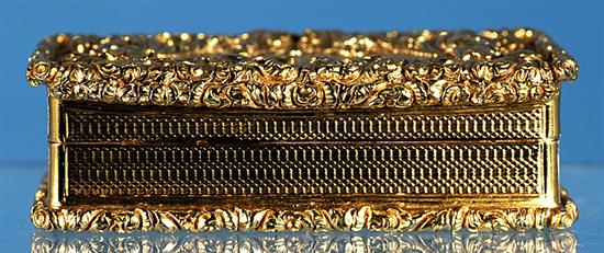 A fine George IV silver gilt table snuff box, by John Bettridge Length 88mm Weight 5.8oz/181grms